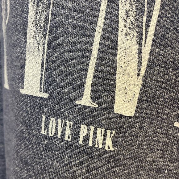 VICTORIAS SECRET Sweatshirt 'PINK LOVE PINK' Size Medium Denim Blue Knit Cotton - Picture 5 of 11